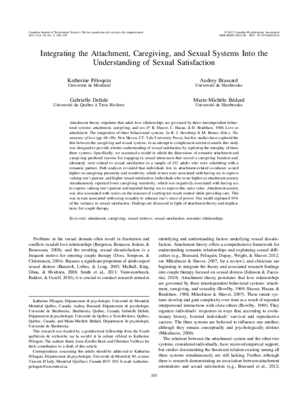 (PDF) Integrating the attachment, caregiving, and sexual systems into