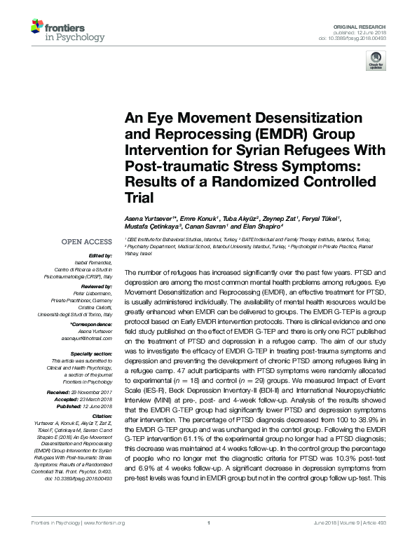 (PDF) The use of eye movement desensitization and reprocessing (EMDR ...