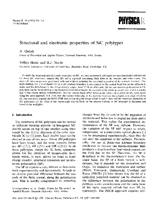 (PDF) Structural and electronic properties of SiC polytypes