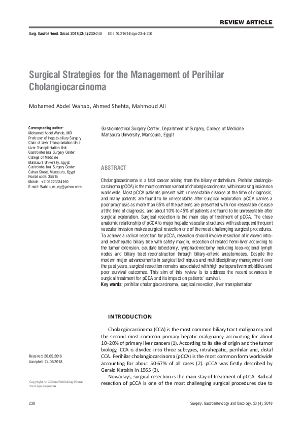 Pdf Surgical Strategies For The Management Of Perihilar Pdf Surgical Strategies For The Management Of Perihilar