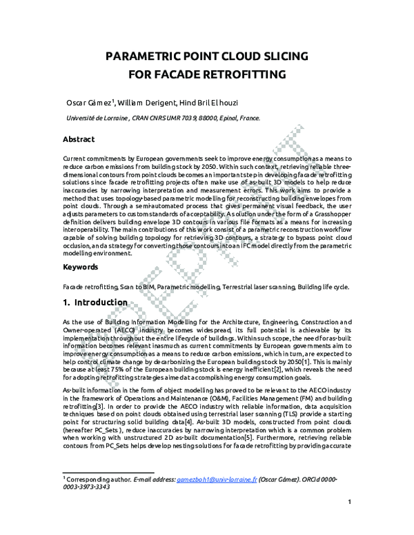 (PDF) PARAMETRIC POINT CLOUD SLICING FOR FACADE RETROFITTING