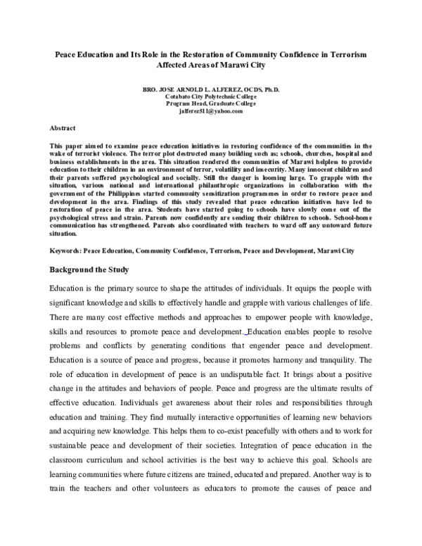 (DOC) Peace Education and Its Role in the Restoration of Community ...