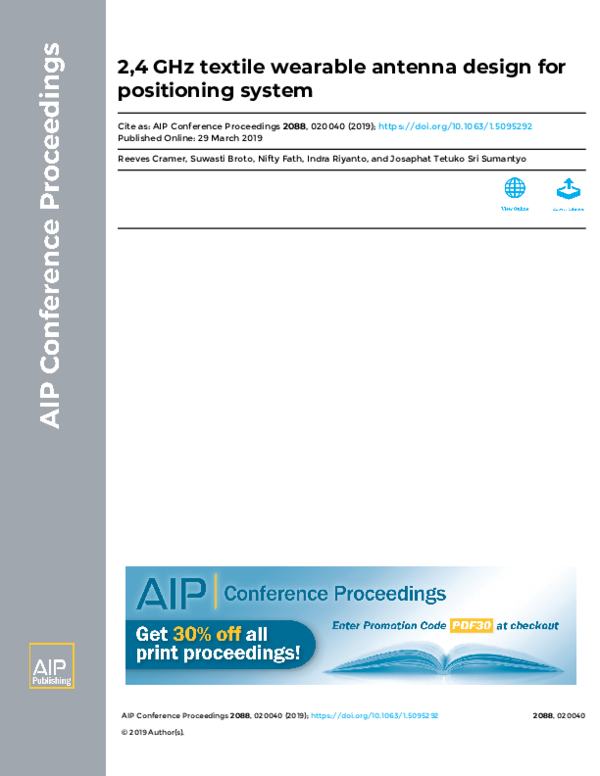 (PDF) 2,4 GHz textile wearable antenna design for positioning system