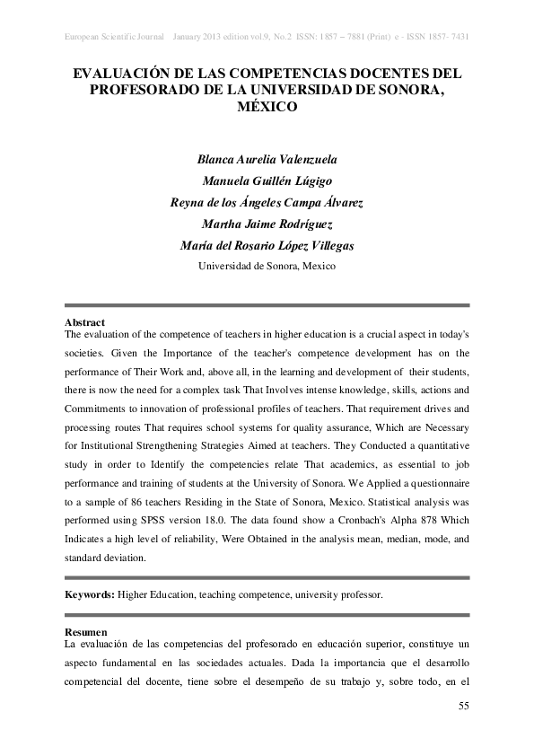 (PDF) Evaluación De Las Competencias Docentes Del Profesorado De La ...