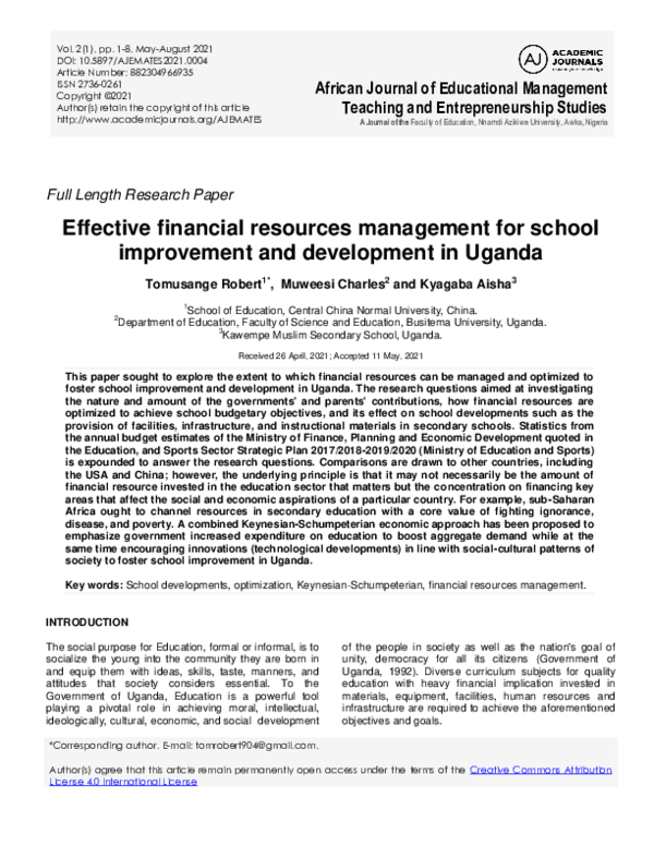  PDF EFFECTIVE FINANCIAL RESOURCES MANAGEMENT FOR SCHOOL IMPROVEMENT 