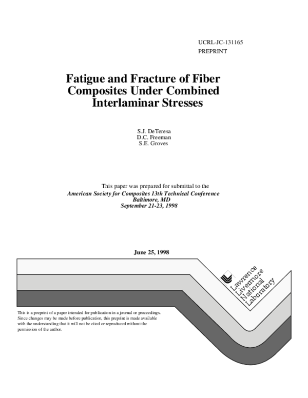 (PDF) Fatigue and fracture of fiber composites under combined ...