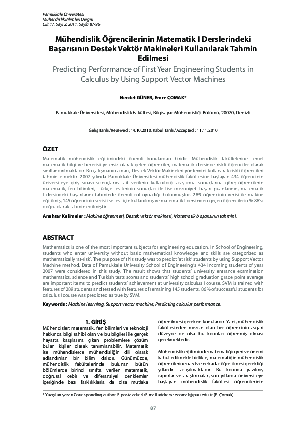(PDF) Predicting Performance of First Year Engineering Students in ...