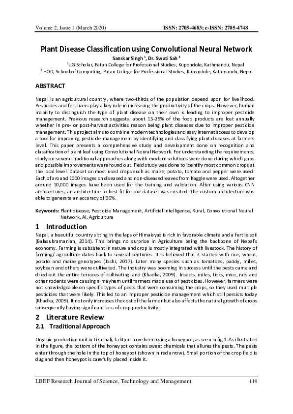 (PDF) Plant Disease Classification using Convolutional Neural Network
