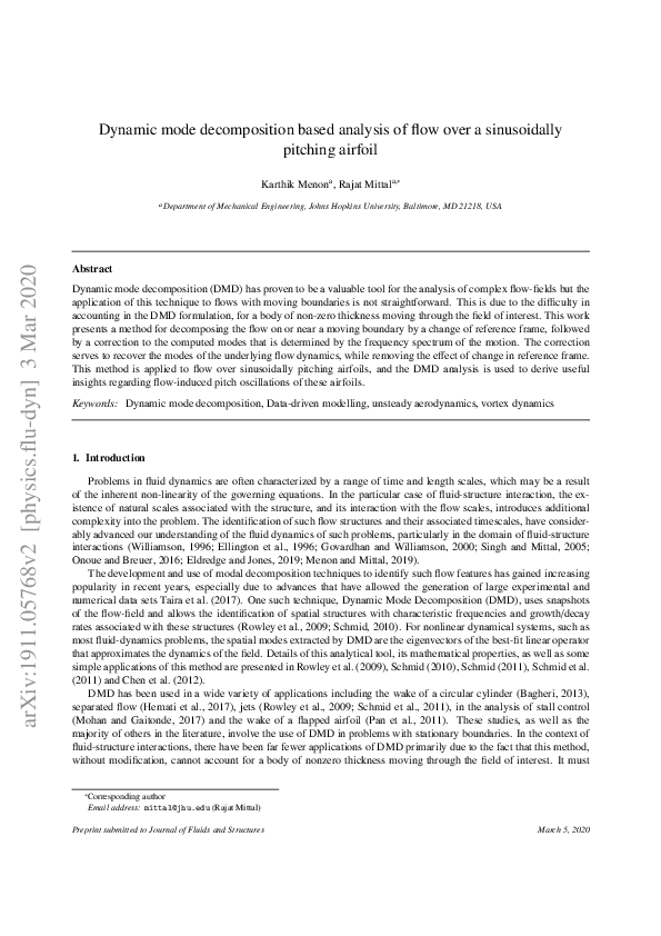 (PDF) Dynamic mode decomposition based analysis of flow over a ...