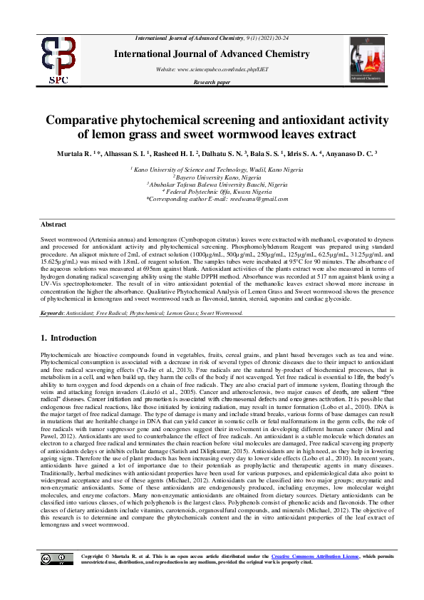 (PDF) Comparative phytochemical screening and antioxidant activity of ...