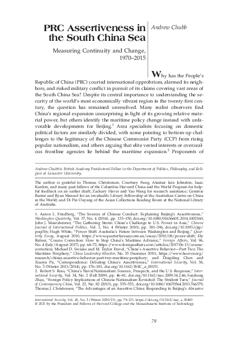 (PDF) PRC Assertiveness in the South China Sea: Measuring Continuity ...