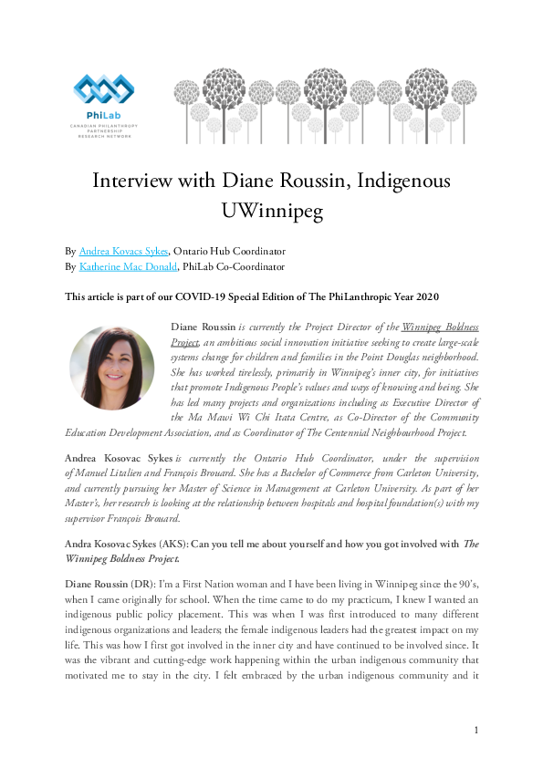 (PDF) Interview with Diane Roussin, Indigenous UWinnipeg