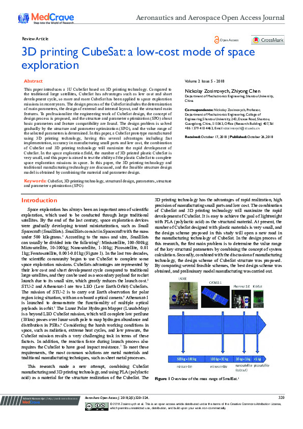 (PDF) 3D printing CubeSat: a low-cost mode of space exploration
