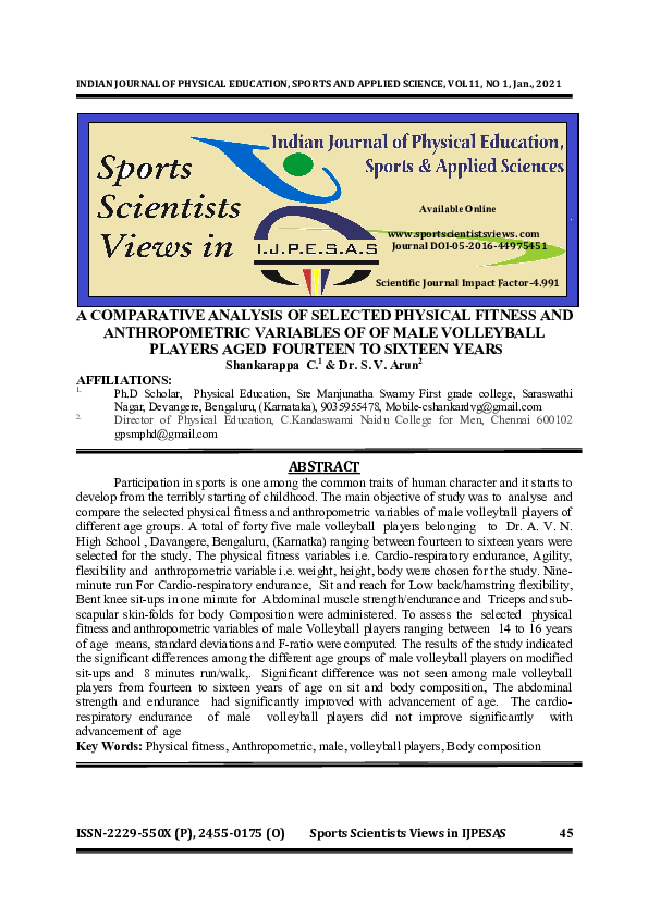 (PDF) A COMPARATIVE ANALYSIS OF SELECTED PHYSICAL FITNESS AND ...