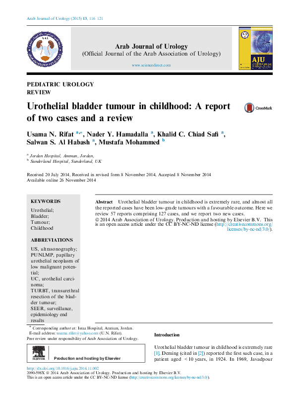 (PDF) Urothelial bladder tumour in childhood: A report of two cases and ...