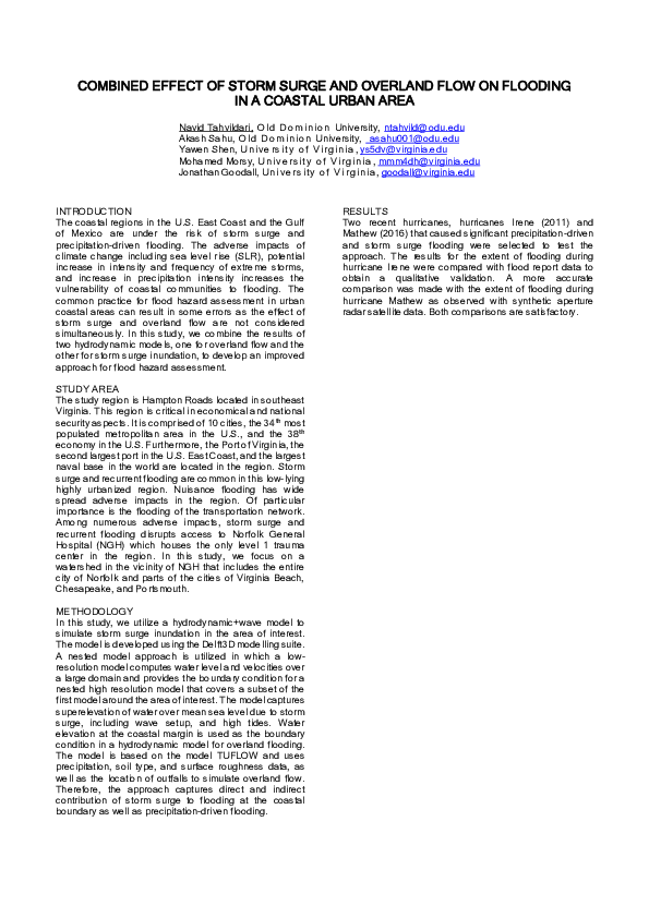 (PDF) Combined Effect of Storm Surge and Overland Flow on Flooding in a ...