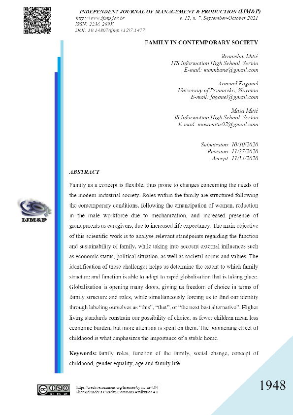 (PDF) Family in contemporary society