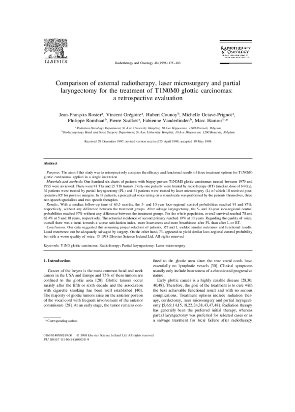 Comparison of external radiotherapy, laser microsurgery and partial ...