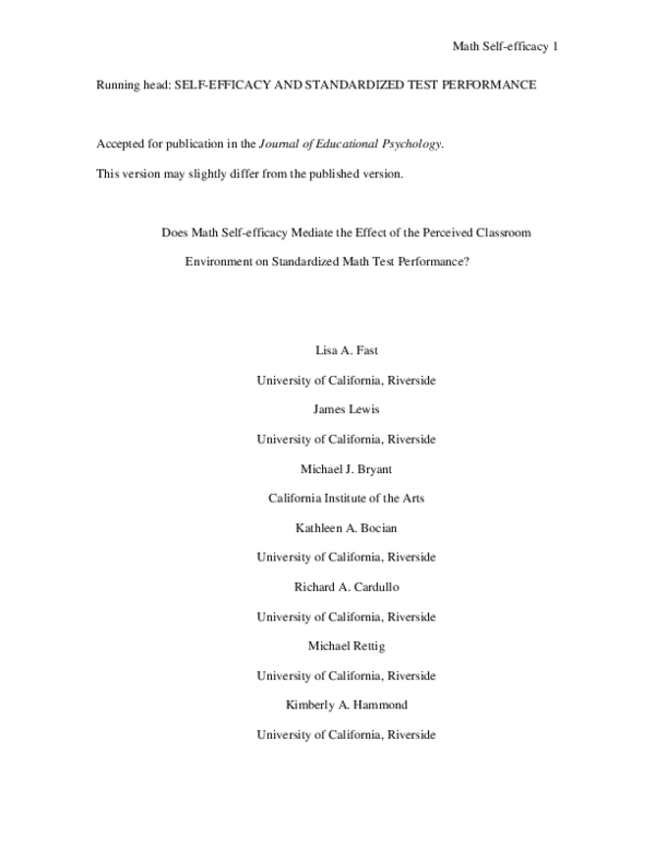 (PDF) Does Math Self-Efficacy Mediate the Effect of the Perceived ...