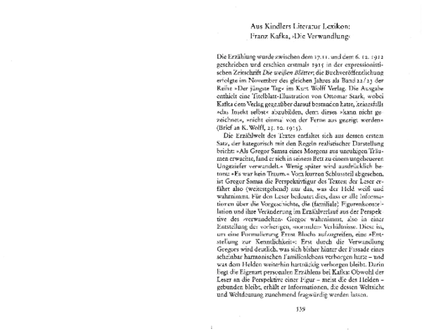 Franz Kafka Verwandlung Pdf (PDF) Franz Kafka, "Die Verwandlung" ("The Metamorphosis", first