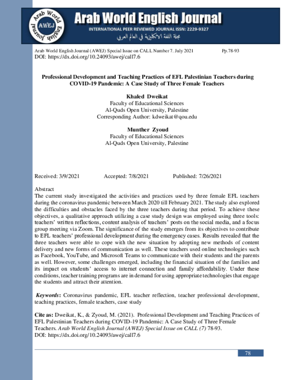 (PDF) Professional Development and Teaching Practices of EFL ...