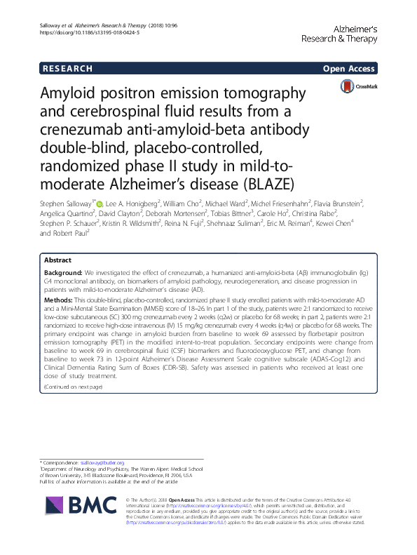 (PDF) Amyloid positron emission tomography and cerebrospinal fluid ...