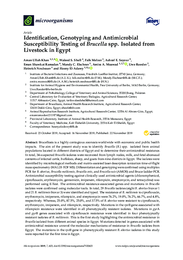 (PDF) Identification, Genotyping and Antimicrobial Susceptibility ...