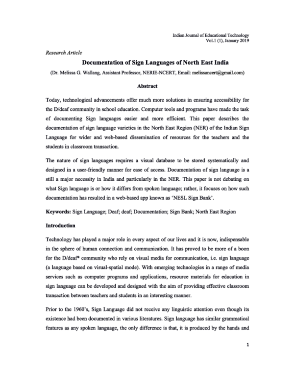 (PDF) Documentation of Sign Languages