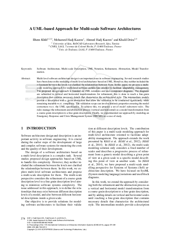 (PDF) A UML-based Approach for Multi-scale Software Architectures