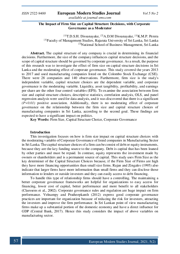 (PDF) The Impact of Firm Size on Capital Structure Decisions, with ...