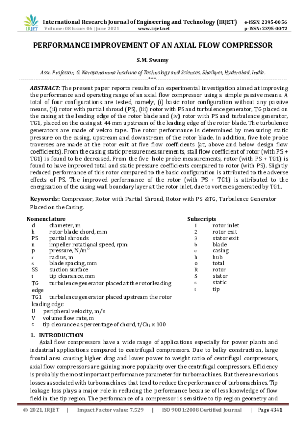 (PDF) IRJET- PERFORMANCE IMPROVEMENT OF AN AXIAL FLOW COMPRESSOR