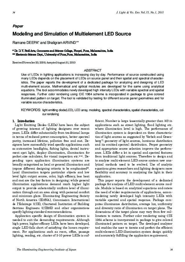 (PDF) Modeling and Simulation of Multielement LED Source
