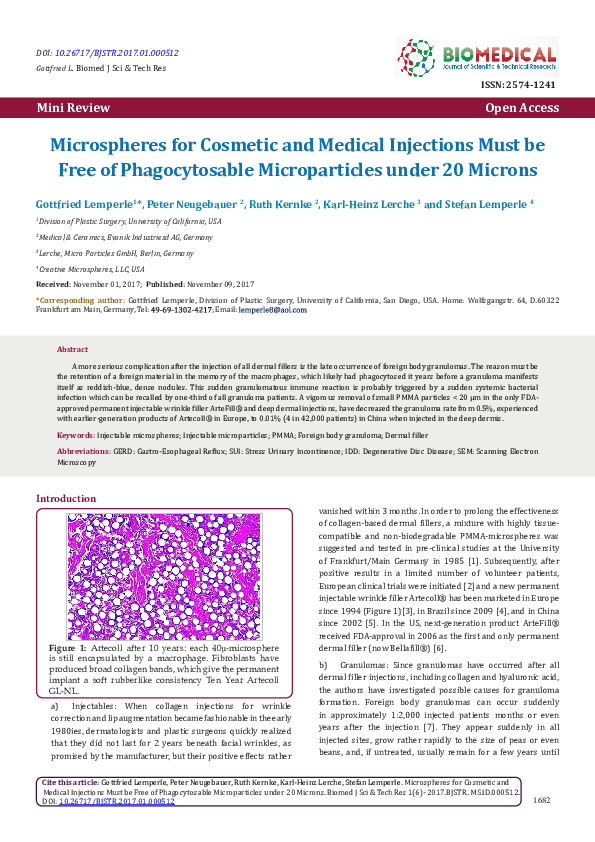 (PDF) Microspheres for Cosmetic and Medical Injections Must be Free of ...