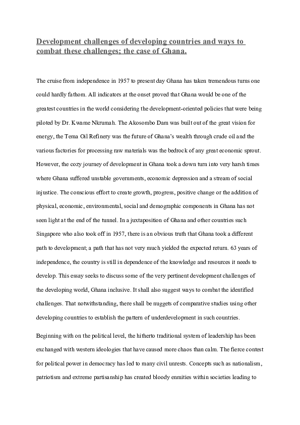 (PDF) Development challenges of developing countries and ways to combat ...