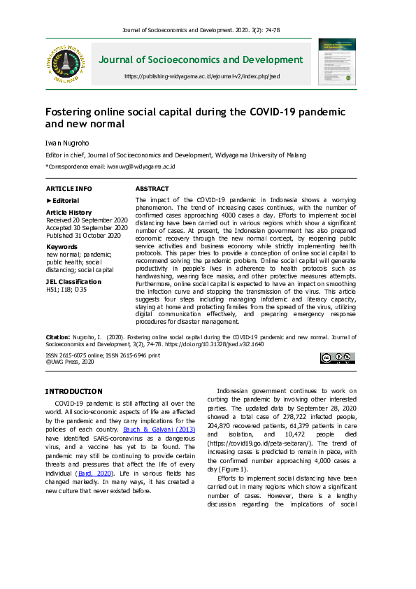 (PDF) Fostering online social capital during the COVID-19 pandemic and ...