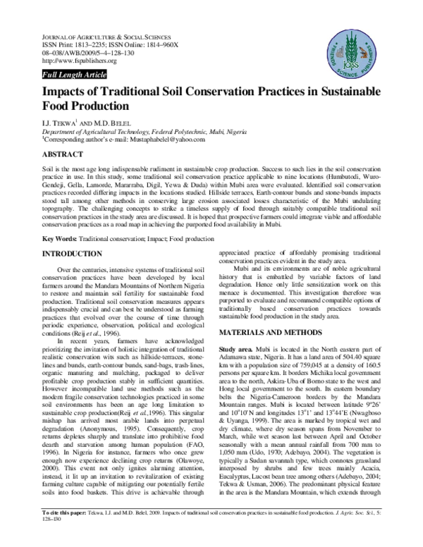 (PDF) Impacts of Traditional Soil Conservation Practices in Sustainable