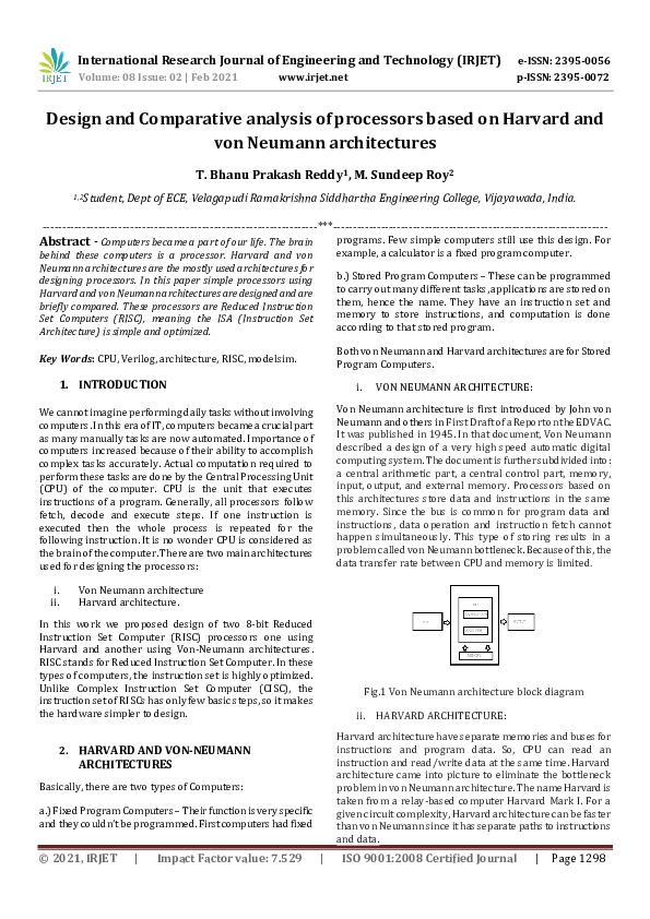 (PDF) IRJET- Design and Comparative analysis of processors based on ...