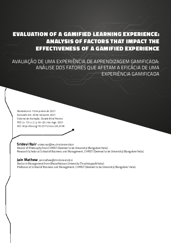 (PDF) EVALUATION OF A GAMIFIED LEARNING EXPERIENCE: ANALYSIS OF FACTORS ...