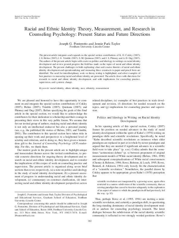 (PDF) Racial and ethnic identity theory, measurement, and research in ...