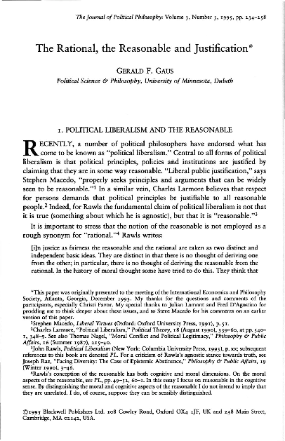 (PDF) The Rational, the Reasonable and Justification