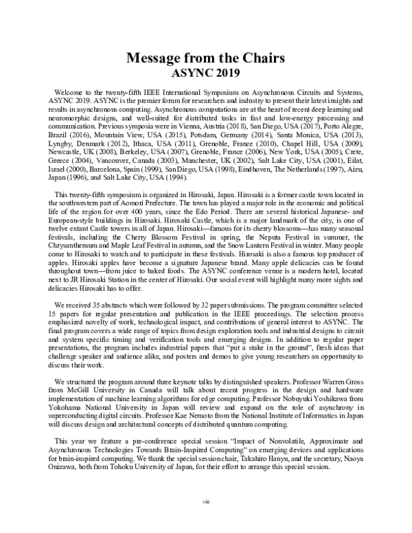 (PDF) Message from the Chairs