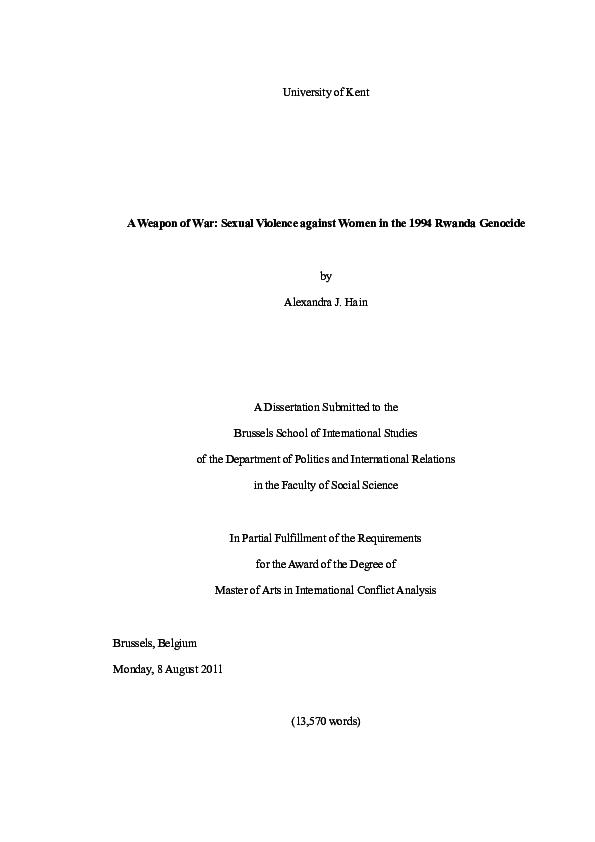 (PDF) A Weapon of War: Sexual Violence against Women in the 1994 Rwanda ...