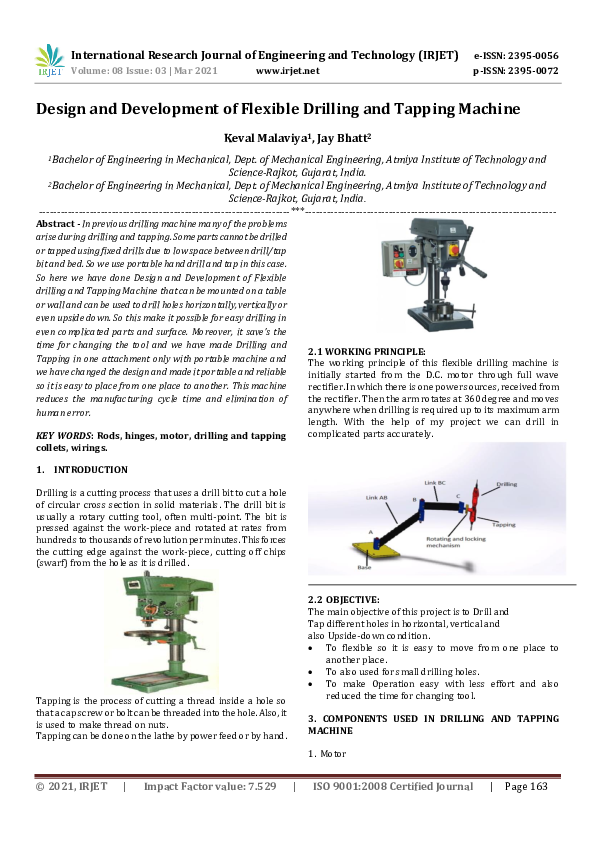 (PDF) IRJET- Design and Development of Flexible Drilling and Tapping ...