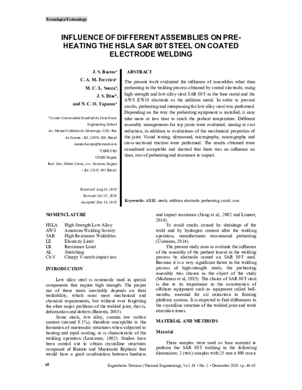 (PDF) INFLUENCE OF DIFFERENT ASSEMBLIES ON PRE-HEATING THE HSLA SAR 80T ...