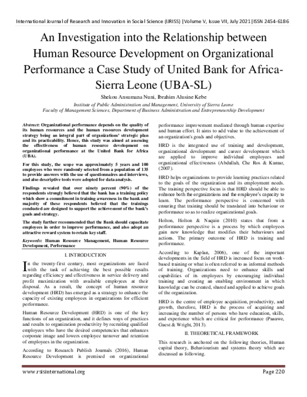 (PDF) An Investigation into the Relationship between Human Resource ...
