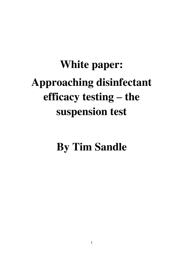 (PDF) White paper Approaching disinfectant efficacy testingthe