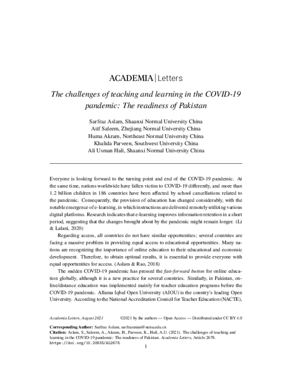 (PDF) The Challenges of Teaching and Learning in COVID-19 Pandemic: The ...