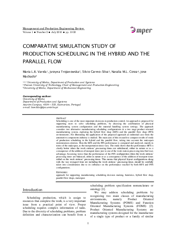 (PDF) Comparative Simulation Study of Production Scheduling in the ...