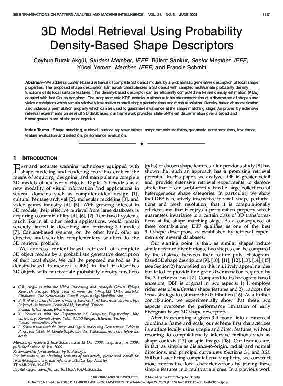 (PDF) 3D Model Retrieval Using Probability Density-Based Shape Descriptors