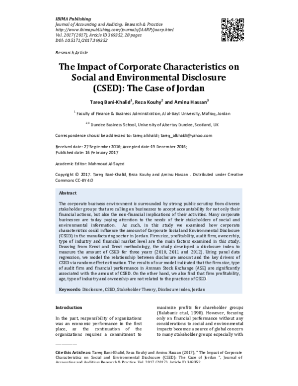 (PDF) The impact of corporate characteristics on social responsibility ...